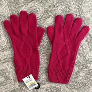 NEW BANANA REPUBLIC SILK & CASHMERE RASPBERRY COLOR KNITTED GLOVES, ONE SIZE